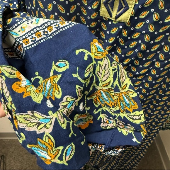 Umgee Boho Floral Tunic Dress Navy Green Embroidered Festival Peasant XL - Picture 4 of 10